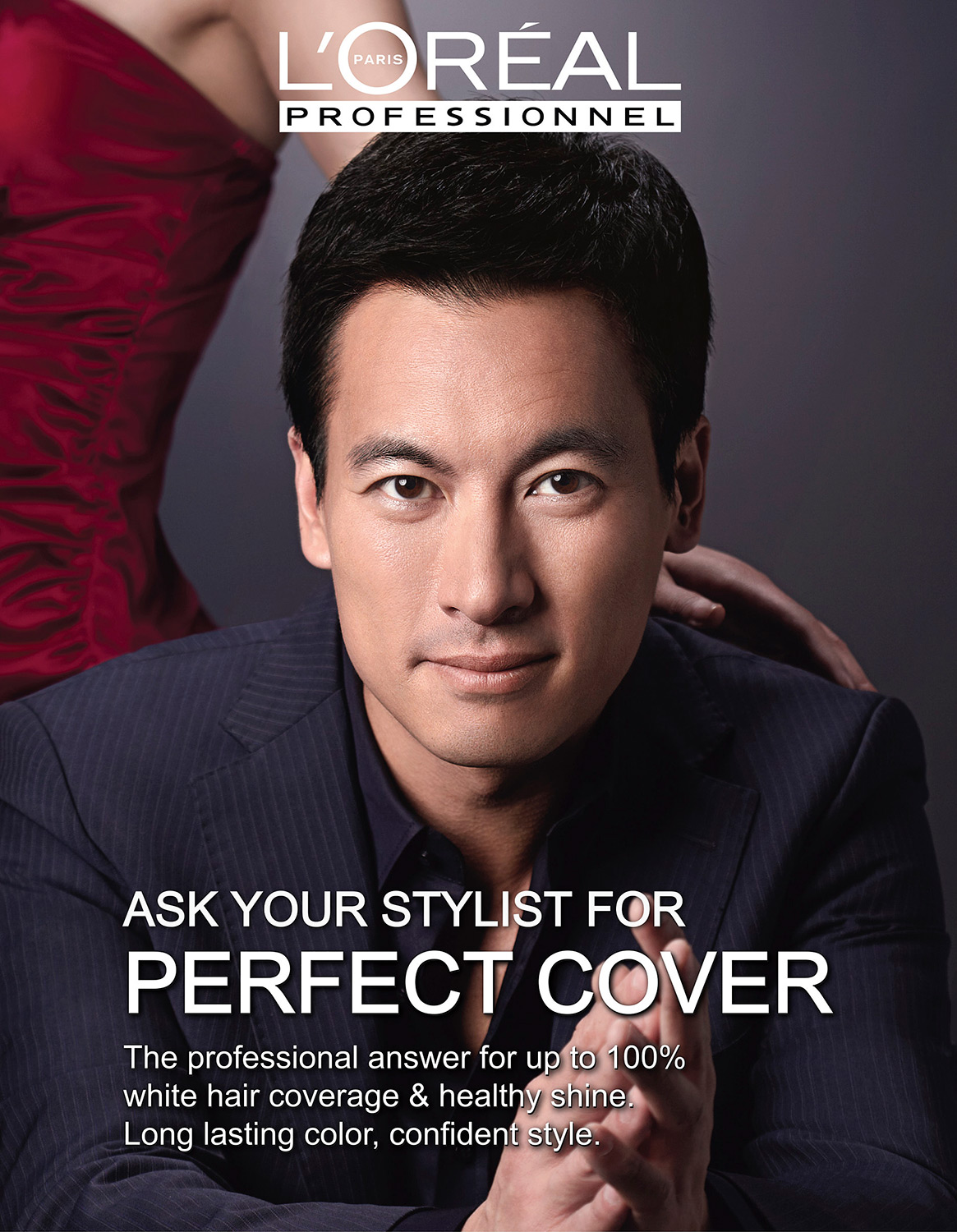 Commercial haircare photography services A male model confidently gazes into the camera, showcasing L'Oreal men's haircare, beautifully captured through commercial haircare photography services.