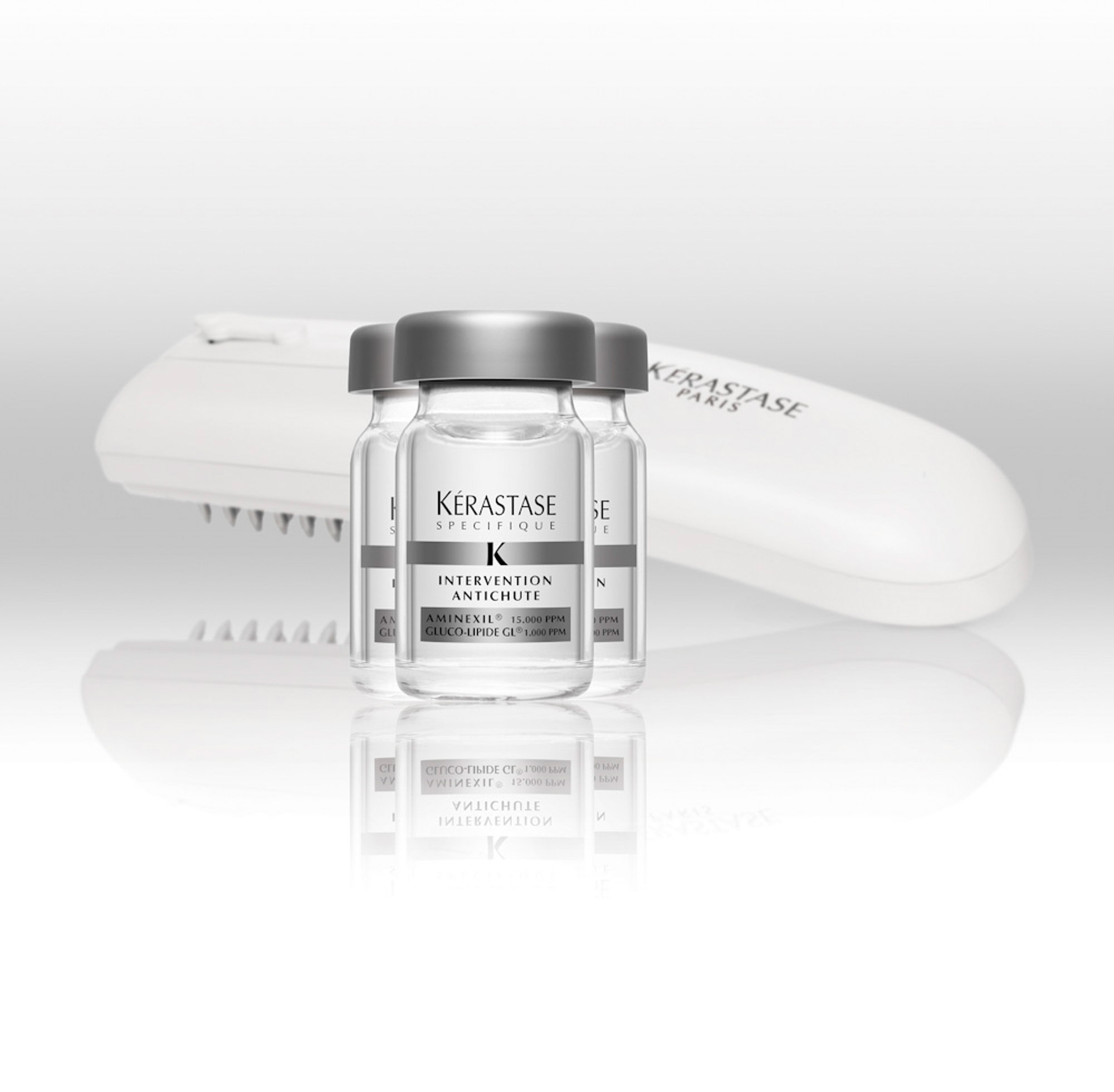 Commercial cosmetics photography services Advertising product photo showcasing Kerastase's Antichute, meticulously crafted as part of commercial cosmetics photography services.