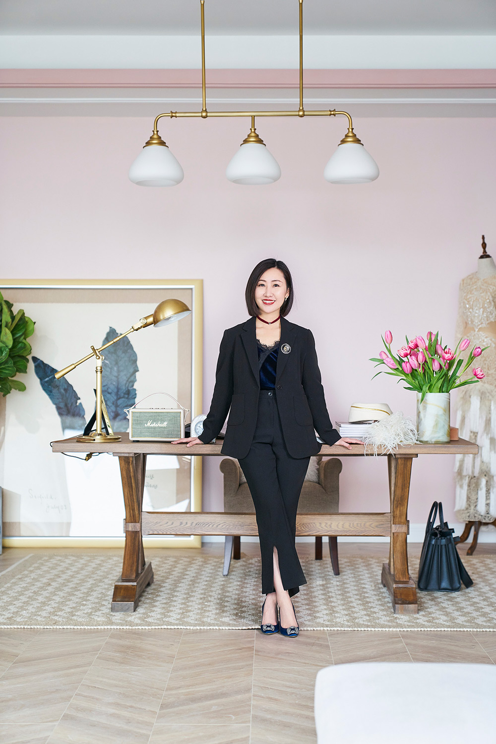 Corporate Portrait Photography Services A prominent influencer, KOL, and fashion blogger in China photographed for a portrait at her new offices in Guangzhou as part of our corporate portrait photography services.