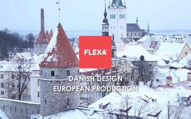 A winter cityscape of Tallinn, the capital of Estonia, where much of Flexa's children's furniture production takes place, serves as the cover image for the associated video.