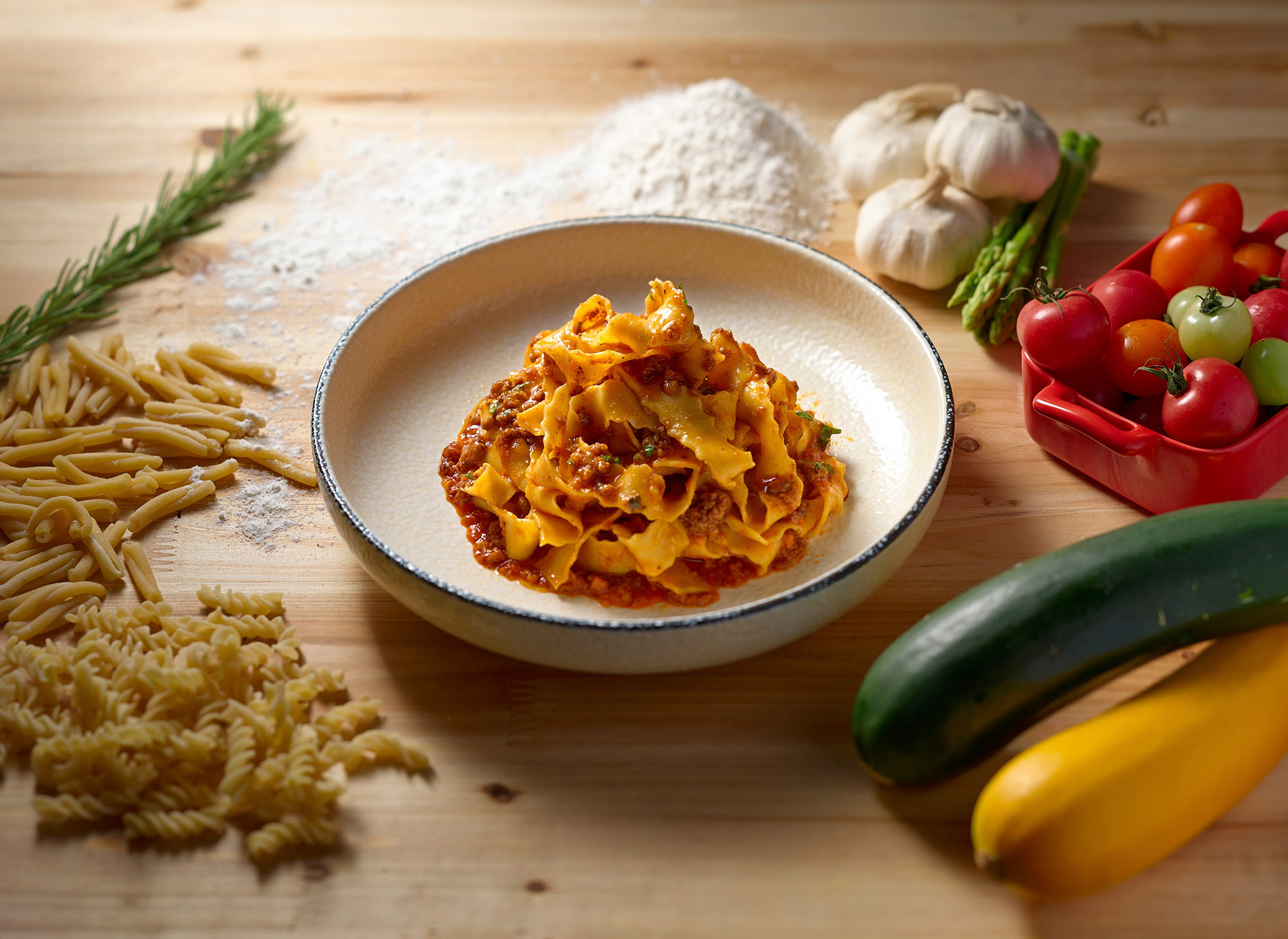 Hotel and hospitality food photography services Pasta bowl from the Gemma menu, featured in hotel and hospitality food photography campaign.