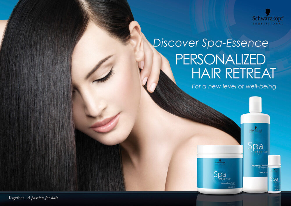 Advertising poster for haircare spa essence, created for Schwarzkopf for commercial and advertising photography.
