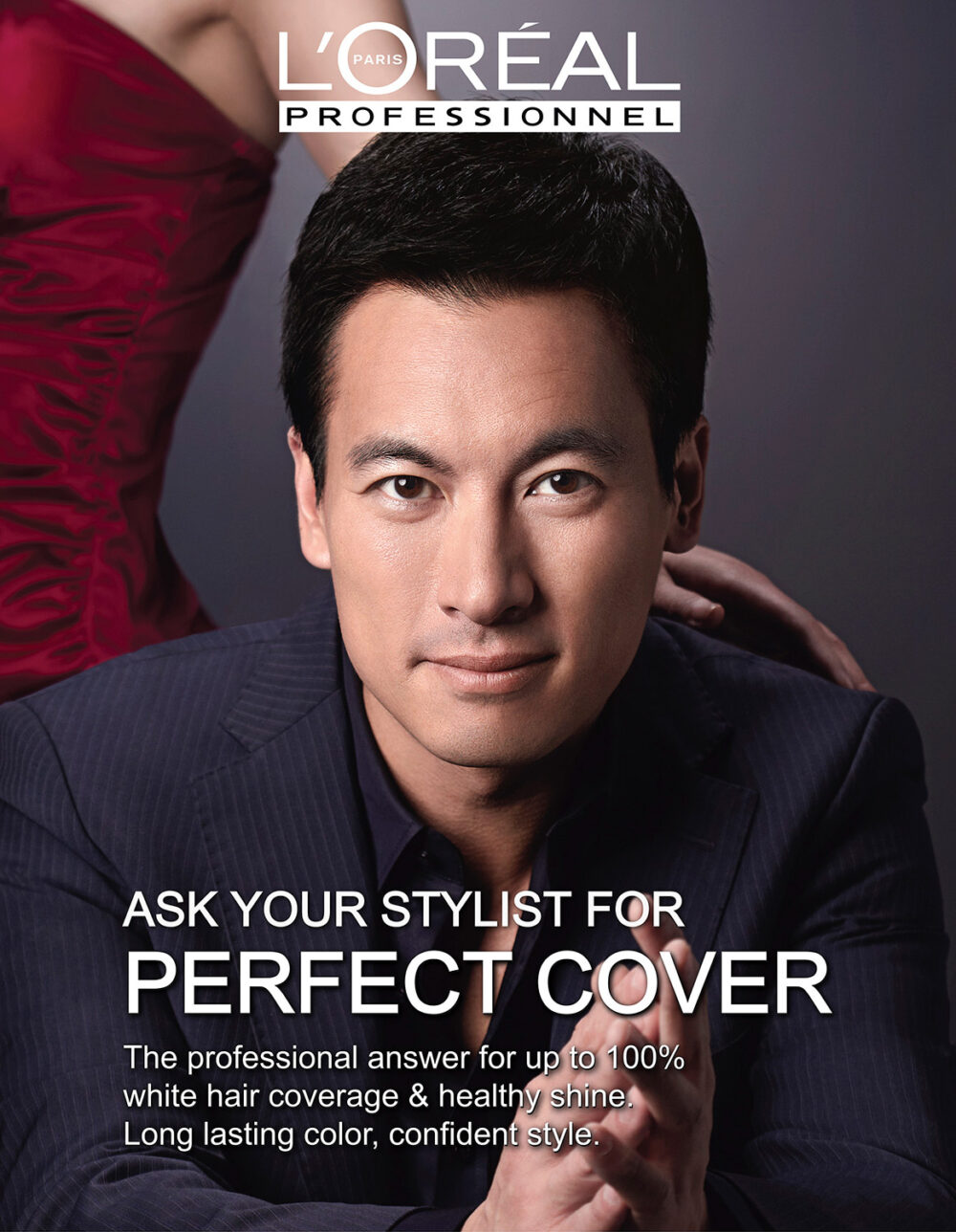 Advertising poster for men's haircare grey cover, created for L'Oréal Professionnel for commercial and advertising photography.