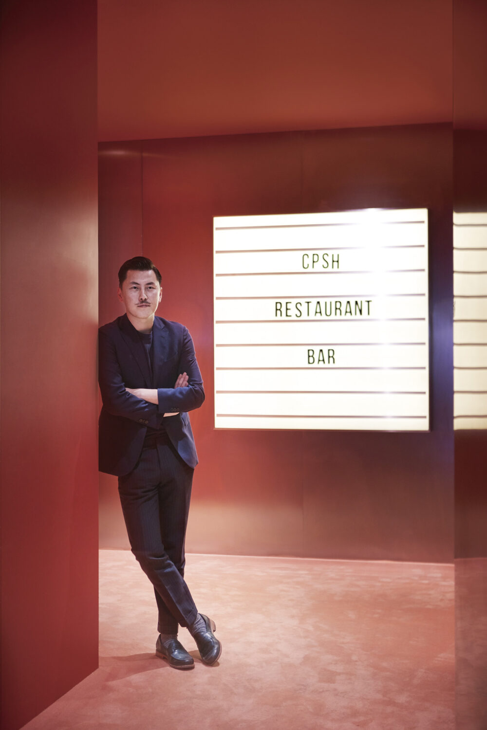 Creative corporate portrait of a restaurateur, captured for ELLE Deco.