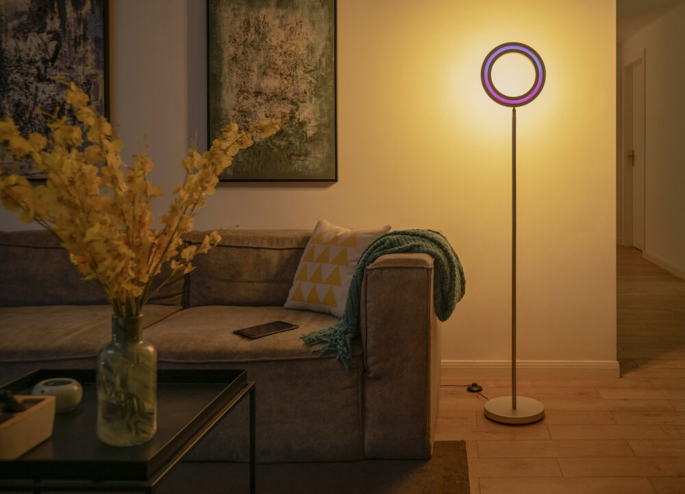 Product photography showcasing a light on a fully designed set in a commercial and advertising image produced for Philips Lighting.