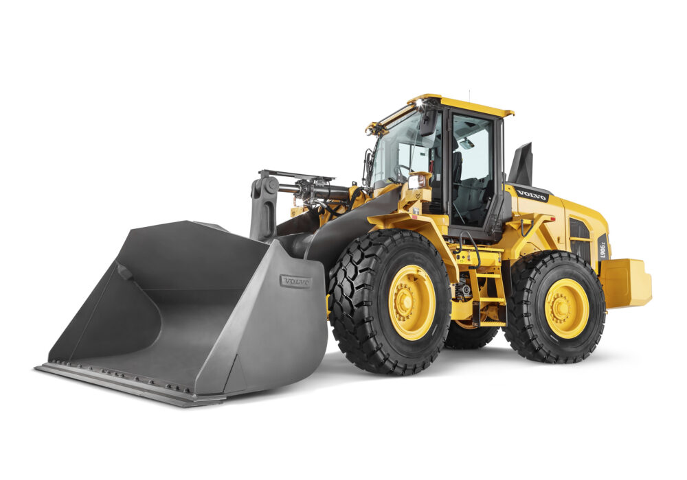 L120Gz Wheel loader featured in brochure and advertising, captured for Volvo CE's construction equipment photography.